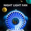 FS-12B-New Cartoon Small Fan; DIY Mini Desktop Portable USB Charging Electric Fan With Night Light For Office Student Dormitory